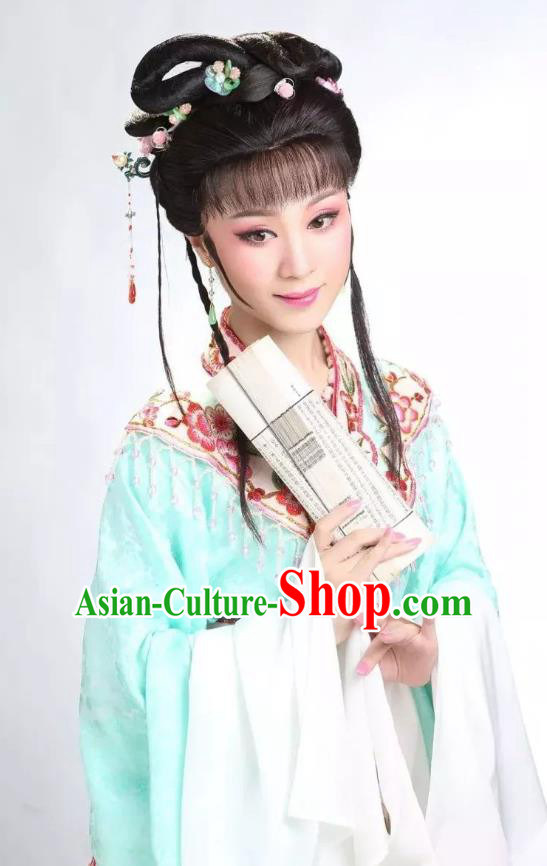Chinese Shaoxing Opera Dream of the Red Chamber Lin Daiyu Dress Apparels Yue Opera Hua Tan Patrician Lady Costumes Garment and Headpieces