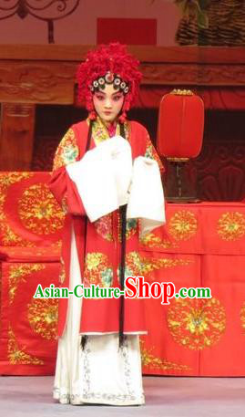 Chinese Ping Opera Actress Wang Sanqiao Costumes and Headdress Zhen Zhu Shan Traditional Pingju Opera Dress Hua Tan Garment Apparels
