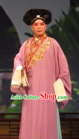 Zhen Zhu Shan Chinese Ping Opera Young Male Costumes and Headwear Pingju Opera Merchant Apparels Clothing