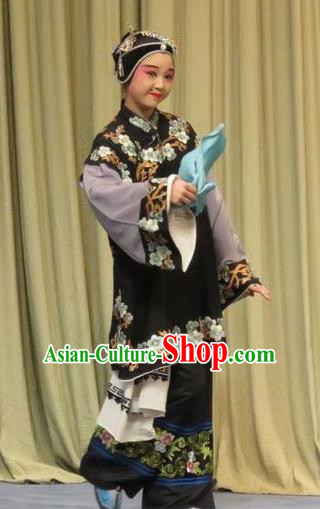 Chinese Ping Opera Woman Matchmaker Green Costumes and Headdress Zhen Zhu Shan Traditional Pingju Opera Pantaloon Dress Garment Apparels