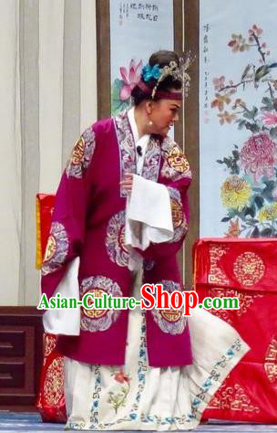 Chinese Ping Opera Noble Dame Costumes Yu He Qiao Apparels and Headpieces Traditional Pingju Opera Old Woman Dress Garment