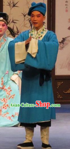 Peach Blossom Temple Chinese Ping Opera Young Man Costumes and Headwear Pingju Opera Servant Apparels Clothing