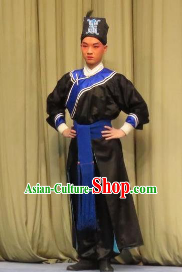 Peach Blossom Temple Chinese Ping Opera Takefu Costumes and Headwear Pingju Opera Wusheng Apparels Martial Male Clothing