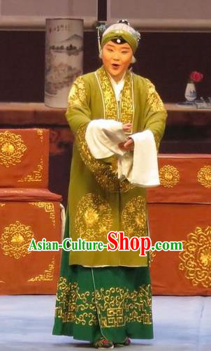 Chinese Ping Opera Laodan Elderly Female Apparels Costumes and Headdress Peach Blossom Temple Traditional Pingju Opera Pantaloon Dress Garment
