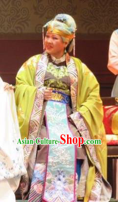 Chinese Ping Opera Vieille Dame Jia Apparels Costumes and Headpieces Baoyu and Daiyu Traditional Pingju Opera Dowager Countess Dress Garment