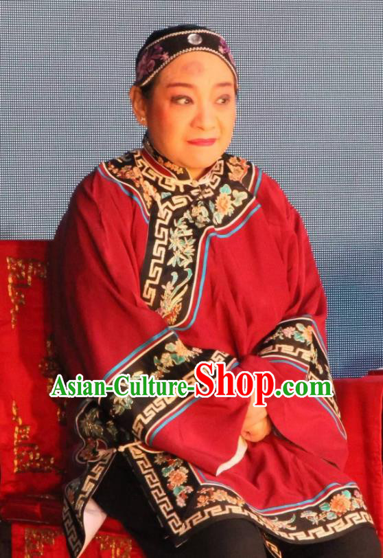 Chinese Ping Opera Elderly Female Costumes Apparels and Headpieces Chong Yuan Ji Traditional Pingju Opera Old Woman Dress Garment