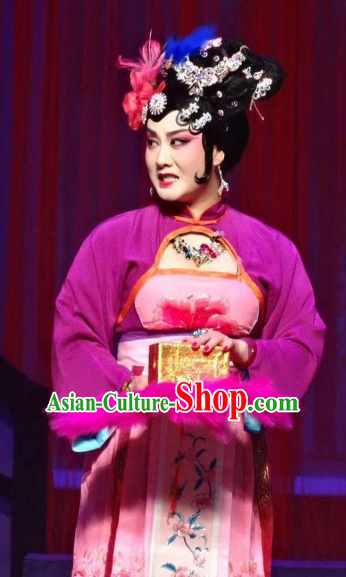 Chinese Ping Opera Procuress Apparels Costumes and Headpieces Traditional Pingju Opera The Beautiful Courtesan Madam Dress Garment
