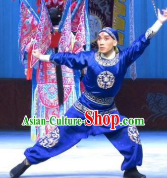 San Kan Yu Mei Chinese Ping Opera Wusheng Costumes and Headwear Pingju Opera Martial Male Apparels Clothing