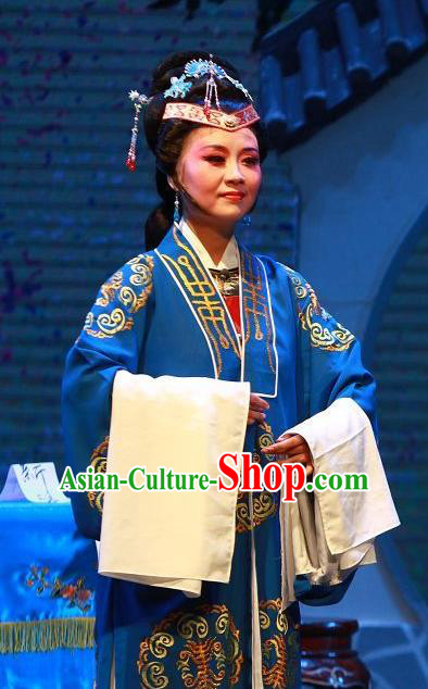 Chinese Shaoxing Opera Countess Costumes Yue Opera The Wrong Red Silk Garment Vieille Dame Apparels and Headdress