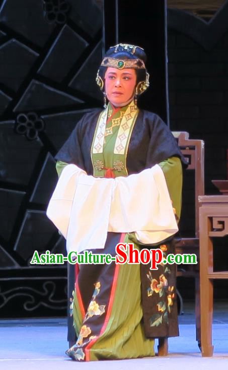 Chinese Shaoxing Opera Dame Dress Garment Dong Xiaowan And Mao Bijiang Yue Opera Lao Dan Costumes Elderly Female Apparels and Headdress
