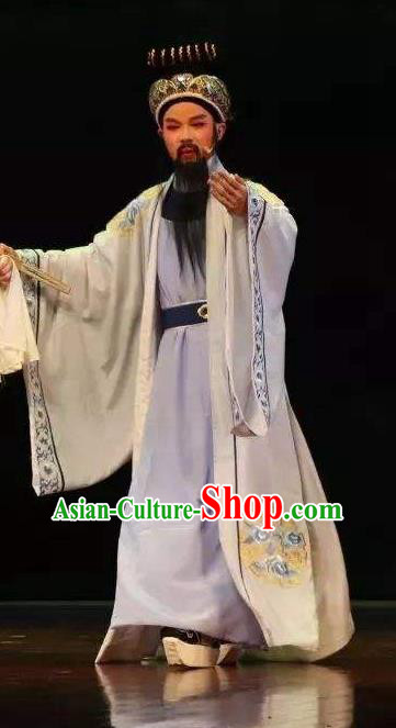 Chinese Yue Opera Elderly Male Lu You And Tang Wan Costumes and Hat Shaoxing Opera Apparels Landlord Garment