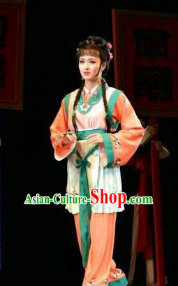 Chinese Shaoxing Opera Xiaodan Dress Garment Yue Opera Feng Xue Yu Qiao Ji Costumes Young Girl Apparels and Hair Accessories