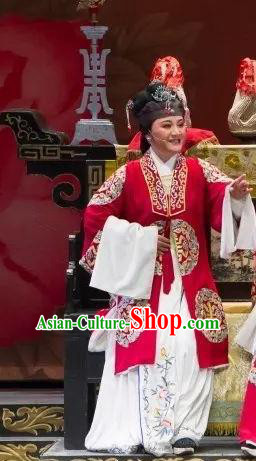 Chinese Shaoxing Opera Official Dame Dress Apparels Yue Opera Wu Nv Bai Shou Lao Dan Costumes Elderly Female Garment and Headdress