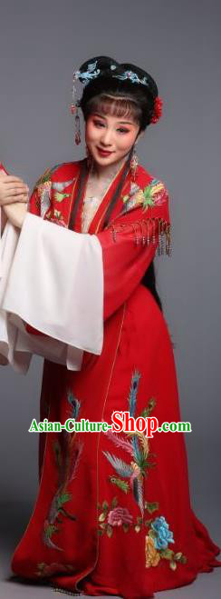 Chinese Shaoxing Opera Huadan A Bride For A Ride Wang Xiuying Apparels and Headpieces Yue Opera Young Lady Garment Red Dress Costume