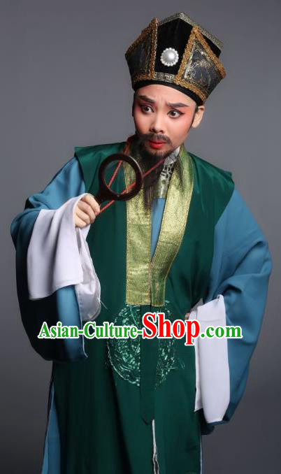 Chinese Yue Opera Elderly Male Laosheng Costumes and Hat A Bride For A Ride Shaoxing Opera Apparels Landlord Garment Clothing