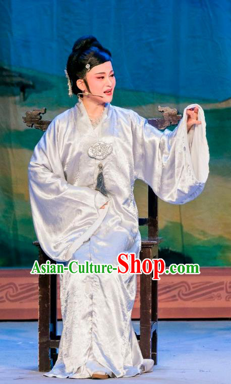 Chinese Shaoxing Opera Elderly Dame Dress Apparels and Hair Ornaments Hu Die Meng Butterfly Dream Yue Opera Female Garment Costumes