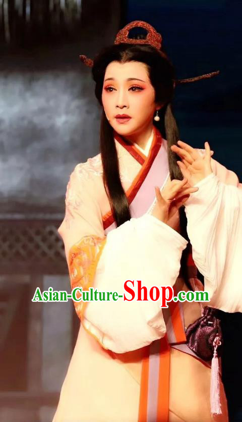 Chinese Shaoxing Opera Hua Tan Hanfu Dress Apparels Costumes and Headdress From Love to Patriotism Deliver the Messenger Yue Opera Noble Consort Mian Jiang Garment