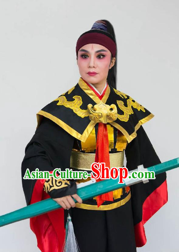 Chinese Yue Opera Yu Beauty Chu King Xiang Yu Apparels Costumes and Headwear Shaoxing Opera Wusheng Takefu Martial Male Garment Clothing