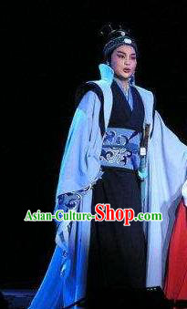Chinese Yue Opera Chu King Xiang Yu Apparels Takefu Martial Male Costumes and Headwear Shaoxing Opera Yu Beauty Wusheng Garment Clothing