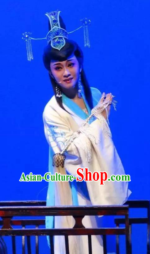 Chinese Shaoxing Opera Actress Taoist Nun Costumes and Headdress Yue Opera Dao Guan Qin Yuan Garment Hua Tan Chen Miaochang Dress Apparels