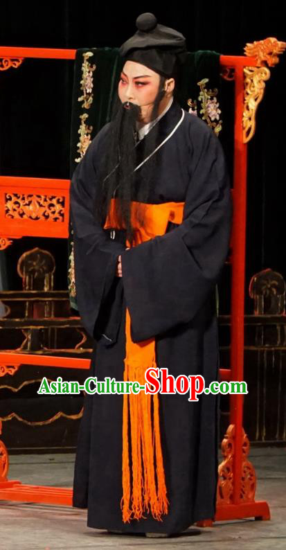 Chinese Yue Opera Elderly Male Golden Palace Refuse Marriage Apparels and Headwear Shaoxing Opera Old Servant Garment Costumes