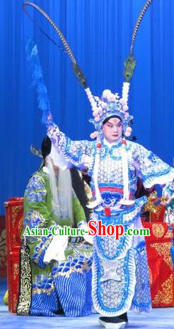 Lv Bu And Diao Chan Chinese Ping Opera Martial Male Costumes and Headwear Pingju Opera Wusheng Apparels Armor Clothing