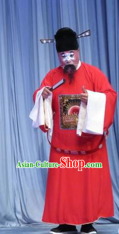 Zhou Ren Xian Sao Chinese Ping Opera Official Costumes and Headwear Pingju Opera Laosheng Magistrate Apparels Clothing
