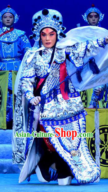 Di Qing Chinese Peking Opera Martial Actor Garment Costumes and Headwear Beijing Opera Takefu Apparels General Di Qing Armor Clothing
