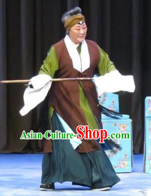 Chinese Ping Opera Elderly Female Apparels Costumes and Headdress Traditional Pingju Opera Zhou Ren Xian Sao Old Dame Dress Garment