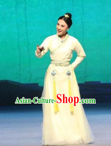 Chinese Ping Opera Young Lady Apparels Costumes and Headpieces Traditional Pingju Opera The Butterfly Lovers Diva Zhu Yingtai Dress Garment