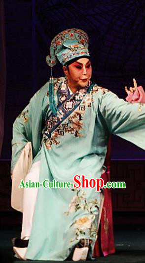 San Jie Lie Chinese Ping Opera Scholar Garment Costumes and Headwear Pingju Opera Young Male Apparels Xiaosheng Wang Dingbao Clothing