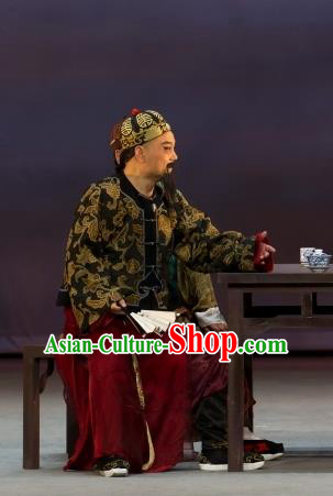 Jin Lv Qu Chinese Peking Opera Laosheng Garment Costumes and Headwear Beijing Opera Elderly Male Apparels Qing Dynasty Clothing