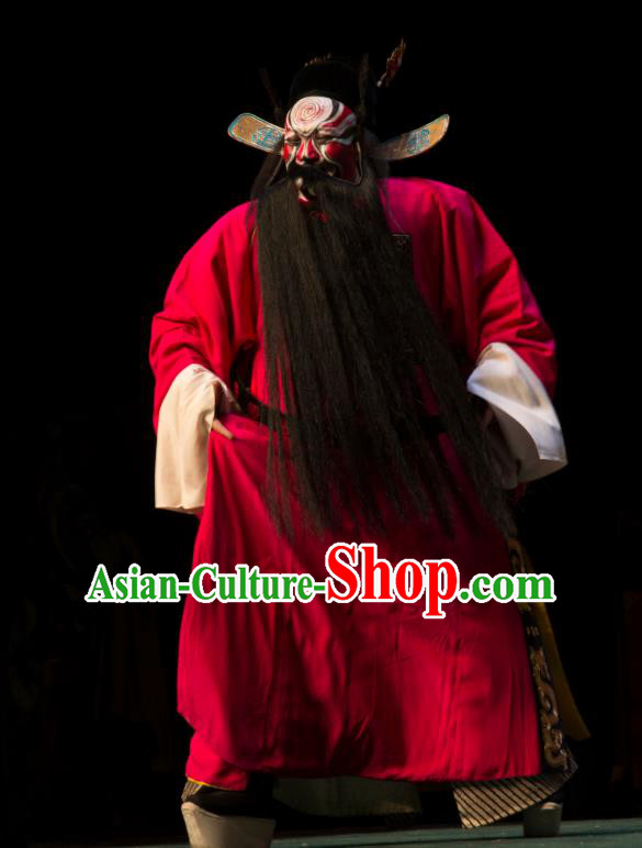 San Da Tao Sanchun Chinese Peking Opera Royal Highness Garment Costumes and Headwear Beijing Opera Elderly Male Apparels Duke Zheng En Clothing