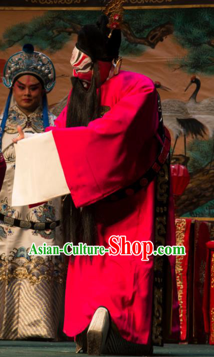 San Da Tao Sanchun Chinese Peking Opera Royal Highness Garment Costumes and Headwear Beijing Opera Elderly Male Apparels Duke Zheng En Clothing