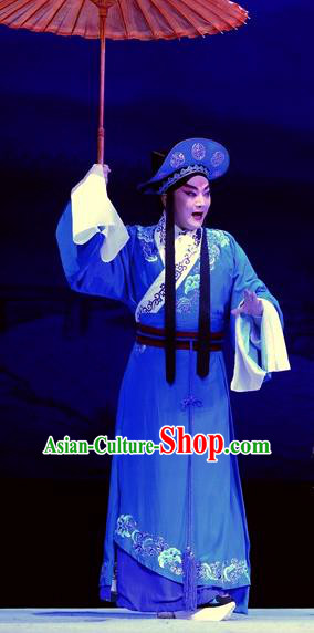 Tian Dao Xing Chinese Peking Opera Young Male Garment Costumes and Headwear Beijing Opera Xiaosheng Apparels Official Dong Hong Clothing