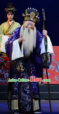 Qu Yuan Chinese Peking Opera Elderly Male Garment Costumes and Headwear Beijing Opera Laosheng Apparels Clothing