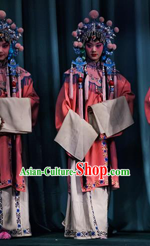Chinese Ping Opera Qin Xianglian Palace Maid Apparels Costumes and Headdress Traditional Pingju Opera Female Servant Dress Garment