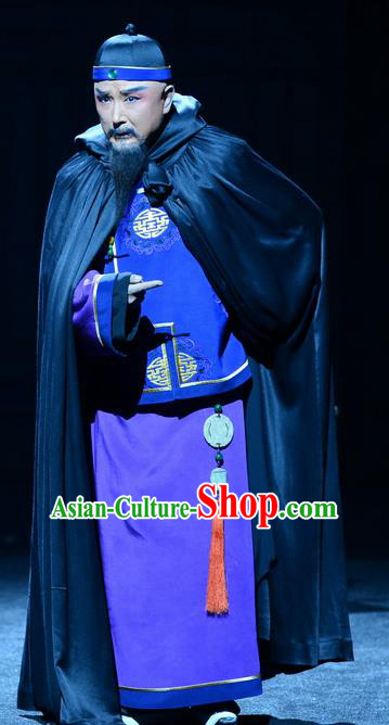 Imperial Envoy Chinese Peking Opera Garment Costumes and Headwear Beijing Opera Elderly Male Apparels Qing Dynasty Old Man Clothing