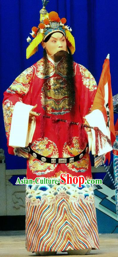 Xiang Yu Chinese Peking Opera Emperor Liu Bang Garment Costumes and Headwear Beijing Opera Lord Apparels Monarch Clothing