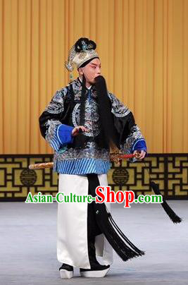 Wen Zhao Guan Chinese Peking Opera Wusheng Garment Costumes and Headwear Beijing Opera Takefu Apparels Swordsman Wu Yuan Clothing
