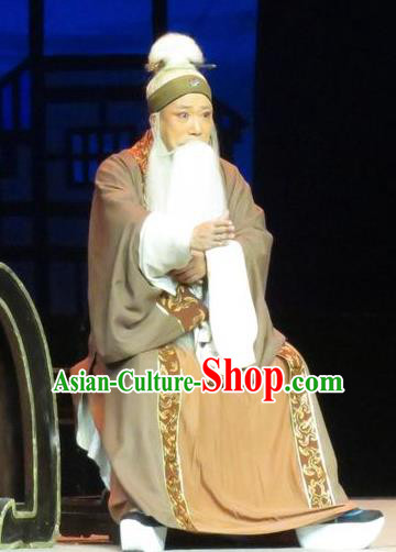 Saving Orphan Chinese Ping Opera Laosheng Garment Costumes and Headwear Pingju Opera Elderly Male Gongsun Chujiu Apparels Clothing
