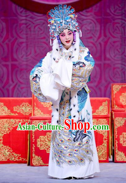 Chinese Beijing Opera Imperial Concubine Cai Wenji Apparels Return to the Han Dynasty Costumes and Headpieces Traditional Peking Opera Hua Tan Dress Actress Garment