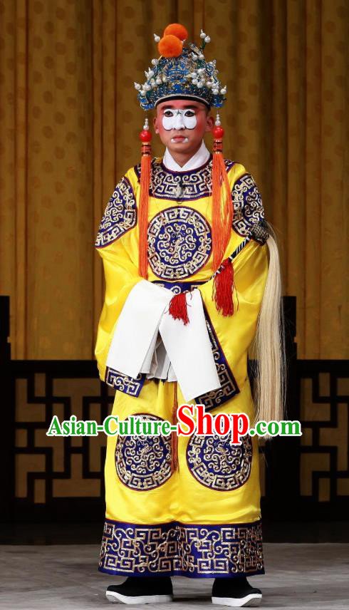 Bei Fa Zhong Yuan Chinese Peking Opera Palace Servant Garment Costumes and Headwear Beijing Opera Eunuch Apparels Clothing