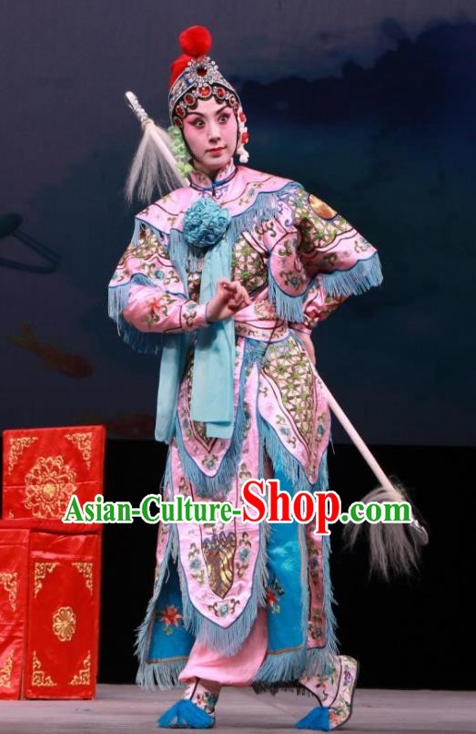 Chinese Beijing Opera Wudan Apparels Mu Ke Zhai Costumes and Headpieces Traditional Peking Opera Dress Swordsplay Female Garment