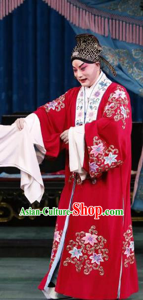 Huo Xiaoyu Chinese Peking Opera Niche Li Yi Garment Costumes and Headwear Beijing Opera Scholar Apparels Xiaosheng Wedding Clothing