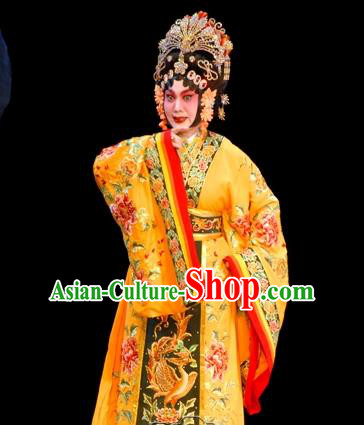 Chinese Beijing Opera Diva Wu Zetian Apparels Costumes and Headdress Traditional Peking Opera Hua Tan Dress Empress Garment