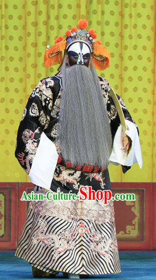 Bai Liang Guan Chinese Peking Opera Jing Garment Costumes and Headwear Beijing Opera Painted Role Apparels General Yuchi Gong Clothing