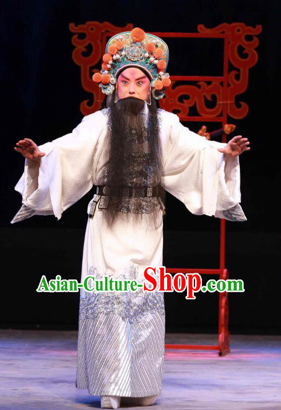 Feng Yu Xing Huang Qi Chinese Peking Opera Elderly Male Song Jiang Garment Costumes and Headwear Beijing Opera Laosheng Apparels Clothing