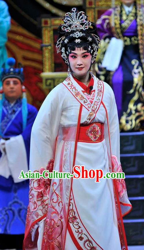 Chinese Beijing Opera Actress Apparels Qi Nv Wu Rong Costumes and Headdress Traditional Peking Opera Hua Tan Dress Diva Garment