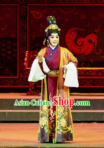 Chinese Beijing Opera Countess Apparels Anecdote of Jian An Costumes and Headdress Traditional Peking Opera Elderly Female Dress Dame Garment